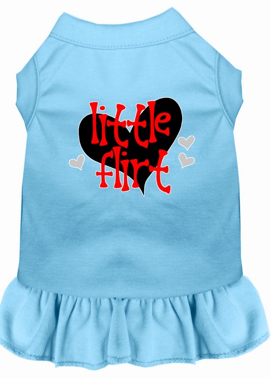 Little Flirt Screen Print Dog Dress Baby Blue XS